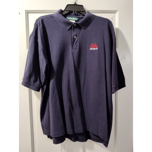 EA Sports Blue Mens XL Polo Embroidered Logo Vintage Outerbanks Gaming Shirt Htf - Picture 3 of 8